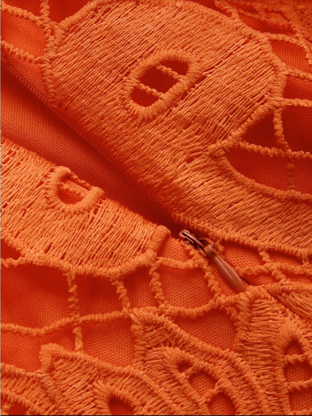Commense Orange Crochet Lace Mini Dress - Picture 3 of 4